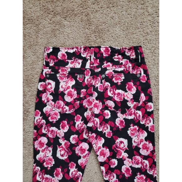 Vigoss Girls Youth Elastic Waistband Pink Floral 5 Pocket Capri Pants Size 10 - Picture 8 of 11